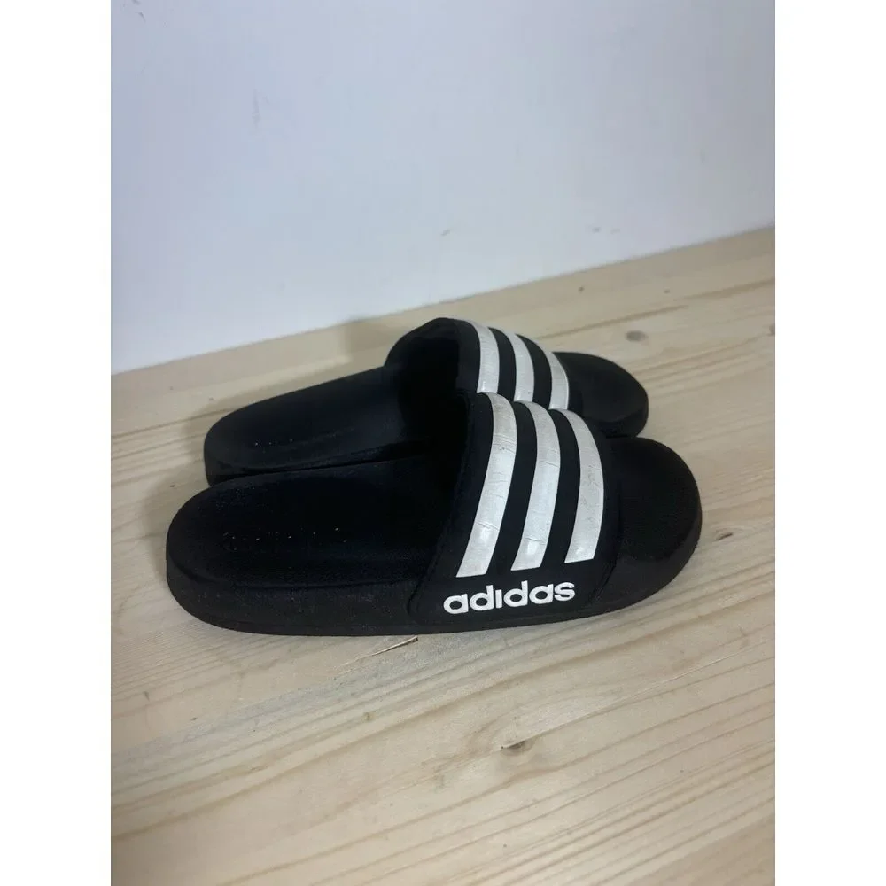 ADIDAS Women's ADILETTE CLOUDFOAM‎ SANDALS SLIDES SIZE 12K BLACK CC8